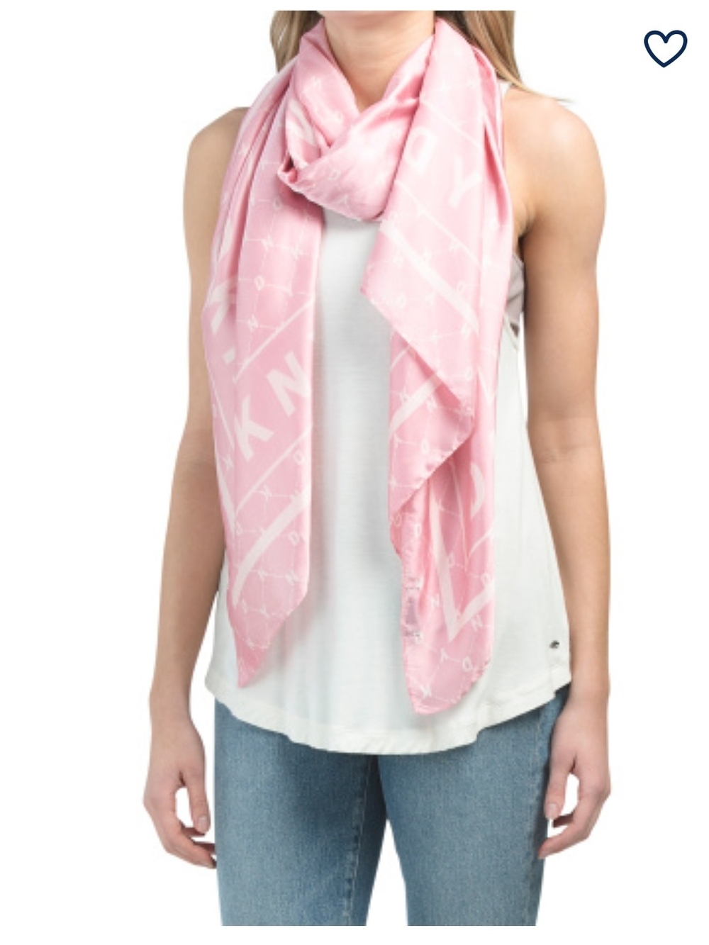 DKNY Pink Logo Print Wrap Scarf